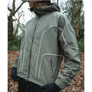 Veste coupe-vent pour homme, légère, en polyester/coton, avec col montant, style varsity, imperméable, pour le sport et les activités de plein air - Product Image 5