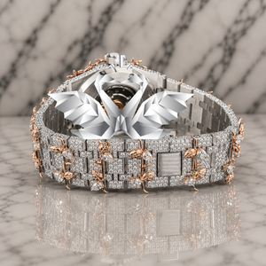 Custom Rose Gold Thorn Crown Watch <b>for</b> <b>Men</b>, Fully Iced Out Moissanite Luxury Timepiece - Product Image 2