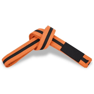 Ceinture de karaté orange avec rayures noires et patch, vêtements d'arts martiaux unisexes - Product Image 1