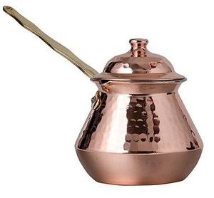 Hermosa cafetera turca, griega y árabe de cobre y latón para estufa, Cezve Ibrik Briki con mango de madera - Product Image 1