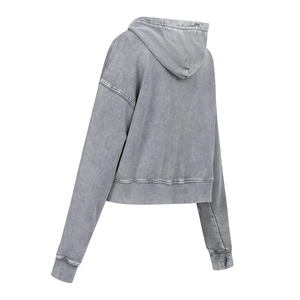 เสื้อฮู้ดครอปท็อปผู้หญิง แขนยาว ผ้าฟลีซ สไตล์ลำลอง สตรีทแวร์ ทรงหลวม มีเชือกผูกฮู้ด แฟชั่นทันสมัย - Product Image 5