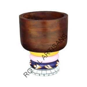 Tazón de Madera Premium para Chocolate con Cascanueces – Tazón para Servir Pintado a Mano con Logotipo Personalizado - Product Image 1