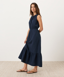 Cotton Midi <b>Dress</b> Summer Midi <b>Dress</b> Tiered Fit & Flare <b>Dresses</b> Women Tiered Midi <b>Dress</b> <b>Elastic</b> Waist for Women's Daily Wear - Product Image 2