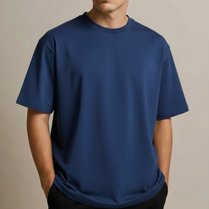 T-shirt à col montant surdimensionné de haute qualité, 280 GSM, 100 % coton, logo personnalisé, tee-shirt pour homme - Product Image 5