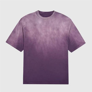 เสื้อยืดสีม่วงแขนสั้นคอกลมผู้ชายเสื้อยืดลำลองสตรีทแวร์ฤดูร้อน - Product Image 1