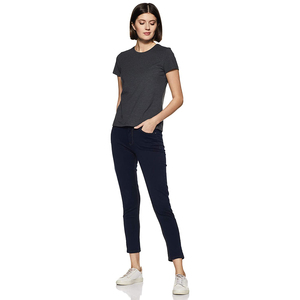 T-shirt pour femme à col rond, 100% coton extensible, coupe régulière, manches courtes, vêtements de sport d'été, entraînement en salle de sport, séchage rapide, respirant - Product Image 2