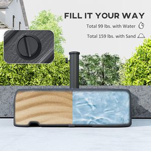 Base de sombrilla telescópica con ruedas para patio, soporte para sombrilla de 158 lb (arena) y 99 lb (agua), color negro - Product Image 5