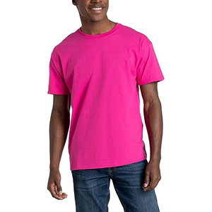 Camiseta de Manga Corta para Hombre, Cuello Redondo, Corte Regular, Color Rosa, 100% Algodón Jersey, Tejido de Punto, Color Sólido, Ropa Casual Deportiva de Secado Rápido - Product Image 1