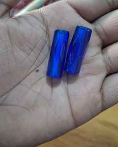 Perles en verre facettées russes faites à la main Conifer, tube de perles en verre taillé Asscher, taille personnalisée, bleu cobalt, style antique artisanal - Product Image 3