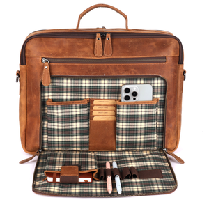 Best Quality Classic Leather <b>Laptop</b> Briefcase Shoulder Bag Zipper Closure Protective Design for Business Travel From India - Product Image 6