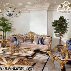 Lujoso Juego de Sofás Hechos a Mano Estilo Imperial, Muebles de Salón Victorianos en Blanco Real y Dorado, Juego de Sofás de Madera de Teca, Nueva York - Product Image 4