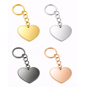 Llaveros de metal con logotipo personalizado grabado con láser en acero inoxidable, llaveros en forma de corazón. - Product Image 2