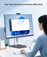 PC All-in-One AI Pintar 23,8 Inci dengan Layar yang Dapat Disesuaikan Ketinggiannya & Dapat Diputar, Desktop AIO dengan Intel i5, Kamera, Speaker Ganda, Layar IPS