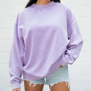 Women's Light Blue Oversized Sweatshirt <b>Drop</b> Shoulder Long Sleeve Casual Fleece Pullover Loose Fit Soft Cozy Cotton Blend Autumn - Product Image 3