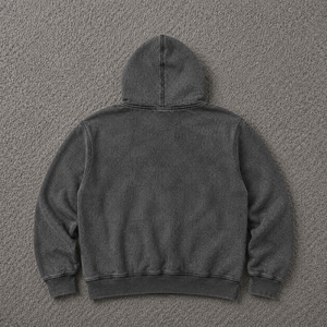 Sweat à capuche graphique gris délavé vintage, coupe oversize, style streetwear, avec imprimé portrait audacieux, en mélange de coton épais 100%, pour l'hiver - Product Image 6