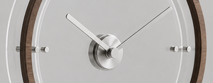 Minimalist Circular Wood Desk <b>Clock</b> With Marble Base Silent Quartz Movement - Product Image 2