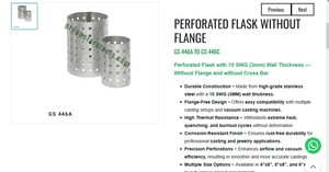 Flacon perforé sans bride en acier inoxydable pour moulage sous vide, outil de bijouterie et d'orfèvrerie |   Numéro d'article GS-446A - Product Image 3