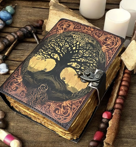 Vintage Celtic Tree Life Embossed Leather Journal Softcover Sketchbook 100 Sheets Free Wood Cotton Deckle Edge Antique Paper Gif - Product Image 3