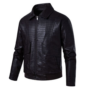 Chaqueta de Cuero 100% Genuino para Hombre, Nueva y Elegante, con Estampado de Piel de Cocodrilo, Estilo Vintage, para Otoño - Product Image 1