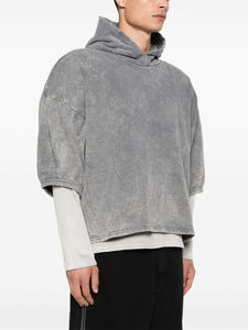 OEM Custom Logo Layered <b>Hoodie</b> Heavyweight Cotton <b>Short</b> <b>Sleeve</b> <b>Hoodie</b> Vintage Washed Streetwear Manufacturer - Product Image 2