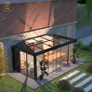 Cách âm Windproof Poplar solarium prefab Sun Room Glass Garden house ngoài trời nhôm hợp kim khung tam giác sunroom 4 mùa