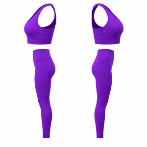 Conjunto Deportivo de 2 Piezas para Mujer: Sujetador Deportivo Sin Costuras con Espalda Cruzada y Leggings de Cintura Alta - Soporte Medio, Secado Rápido, Spandex/Poliéster, Ropa Deportiva para Yoga - Product Image 4
