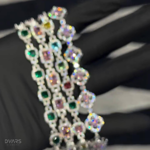 กำไลข้อมือประดับพลอยหลากสี กำไลแฟนซีหลากสี เงินแท้ 925 ผ่านการทดสอบเพชร กำไลฮิปฮอปสีสันสดใส - Product Image 4