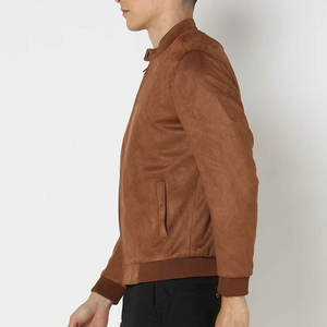 Blouson Bomber en daim marron à manches longues, col montant, fermeture éclair, coupe classique, couleur unie, pour homme et femme - Product Image 3
