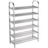 Meuble à chaussures métallique à 4 niveaux, moderne, autoportant, gain de place, argenté, pour la maison et l'hôtel, rangement robuste pour chaussures