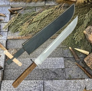 Cuchillo de caza con hoja de acero al carbono, mango de madera, filo recto, grado DIY, hoja única, para uso en exteriores - Product Image 4