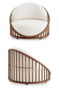 <b>Teak</b> Wood Lounge <b>Chair</b> with Fabric Cushion Minimalist Indoor Furniture - Product Image 3
