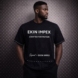 T-shirt personnalisé 360 grammes en flanelle écologique 100% coton, coupe courte, délavé à l'acide, effet vieilli, sérigraphie, ourlet brut, strass, coupe carrée - Product Image 3