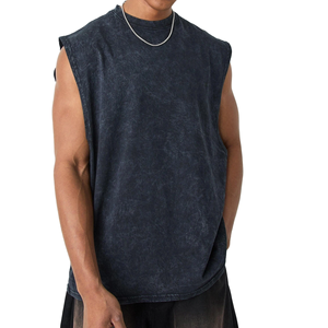 Oversized Heavy Cotton Workout Gym Tank Top Sleeveless Cut Off Muscle <b>Shirts</b> Acid Wash Tshirts Hot Sale Sleeveless <b>Shirts</b> - Product Image 1