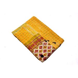 Handmade Indian <b>Vintage</b> Kantha Quilt Reversible Cotton Blanket Bedcover Summer Hotel & Home Use 'Gudari' <b>Bedding</b> Sets - Product Image 6