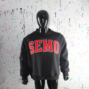 Sudadera Negra con Cuello Redondo SEMO, Oversize, de Felpa, Unisex, Casual, Otoñal, con Diseño de Letras en la Parte Delantera CLUSH SPORTS - Product Image 6