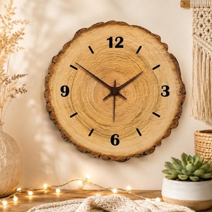 Horloge murale en bois rustique, ronde, analogique, à quartz, silencieuse, décoration de salon - Product Image 6