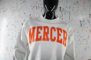 MERCER HEATHER GREY <b>Mock</b> <b>Neck</b> Sweatshirt 100% ORANGE Applique Embroidery wide <b>neck</b> Sweatshirt Finer Threads - Product Image 6