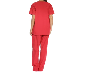 Ensemble de blouses médicales rouges pour femmes, coton et polyester, uniforme pour hôpital, pantalon inclus, coton et polyester médicaux - Product Image 3