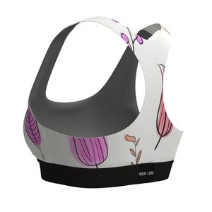 เสื้อชั้นในกีฬาแบบสปอร์ตบราสำหรับผู้หญิงสั่งทำขายส่ง รองรับทรงได้ดี ใส่สบาย สีนู้ด สายคู่ พร้อมลายพิมพ์แบบซับลิเมชั่น - Product Image 4