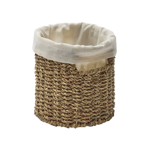 Panier rustique multifonction en jonc de mer, petit panier rond en jonc de mer avec doublure, panier tissé à la main pour la décoration de table en provenance du Vietnam - Product Image 4