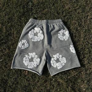 Pantalones Cortos Deportivos Grises para Hombre, Personalizados con Estampado 3D de Flores, Estilo Urbano, Corte Holgado, Casuales, Venta al Por Mayor de Fábrica - Product Image 5