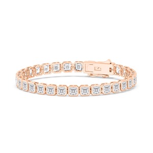 Asscher Cut Bezel <b>Set</b> Lab Grown Diamond Tennis Bracelet 17.61 CTW 9K Rose Gold - Product Image 2