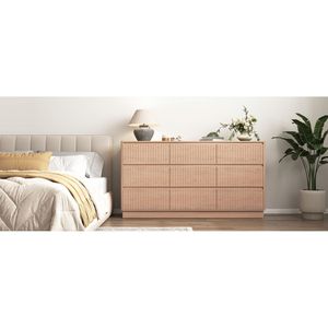 Cassettiera Moderna Stile Mid-Century a 9 Cassetti in Legno, Grande Mobile da Terra per Camera da Letto, Adatta per Supporto TV Lungo - Product Image 5