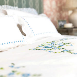 Juego de Fundas de Edredón de Algodón Personalizadas al por Mayor con Bordado de Flores Azules y Puntadas, Fundas de Almohada para el Hogar, Hotel, Boda - Product Image 2