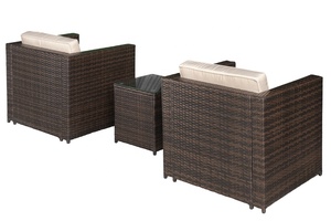High Quality Modern Premium All-Weather Durable Rattan Steel Tempered Glass Sofa Set Coffee Table Waterproof Polyester Cushion - Product Image 4