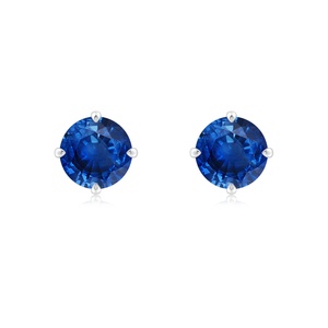 Natural Round Blue Sapphire Stud <b>Earrings</b> 14kt Yellow Gold Solitaire Four Prong <b>Fine</b> Jewelry OEM ODM <b>Fine</b> Jewelry Gift for Wife - Product Image 3