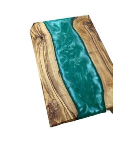 Taille personnalisée planche à découper en résine époxy et en bois d'olivier naturel fait à la main bloc à découper de cuisine coloré multifonction de luxe - Product Image 6