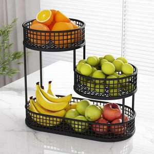 Modern 3 Tier Metal Fruit <b>Basket</b> Countertop Fruit Bowl <b>Storage</b> Rack Kitchen <b>Vegetable</b> Snack Organizer Stand Desktop <b>Basket</b> - Product Image 1