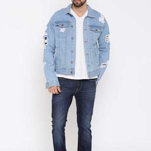 Vestes en jean à capuche pour hommes, style streetwear décontracté, avec impression de logo personnalisée, disponibles dans toutes les tailles et couleurs au prix d'usine - Product Image 4