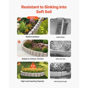 Bordatura per Giardino Realistica 47,2 x 9 con Picchetti Flessibili, Effetto Pietra, Dimensioni Mattoni - Bordura per Prato - Product Image 3